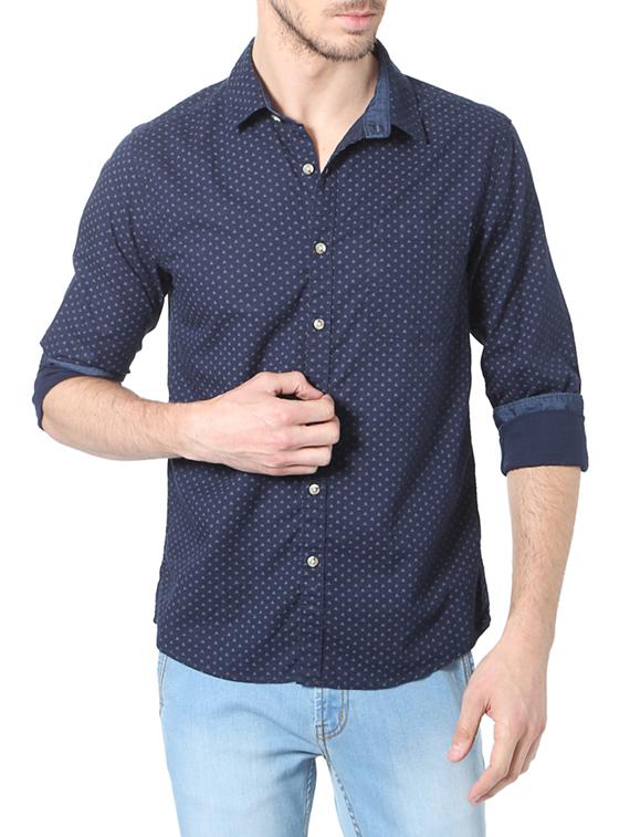 navy blue cotton casual shirt - 14188702 - Zoom Image - 1