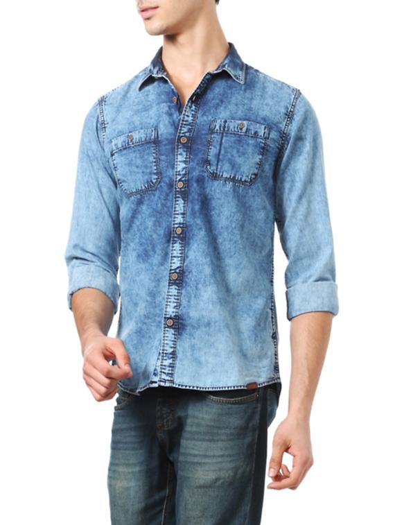 blue cotton casual shirt - 14188704 - Zoom Image - 1