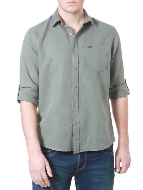 green cotton casual shirt - 14188732 - Very Small Image - 1