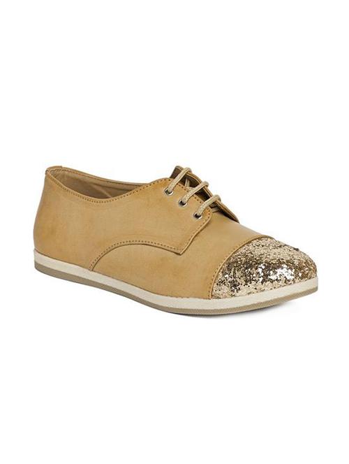 beige faux leather laceup casual shoes - 14189771 - Standard Image - 1