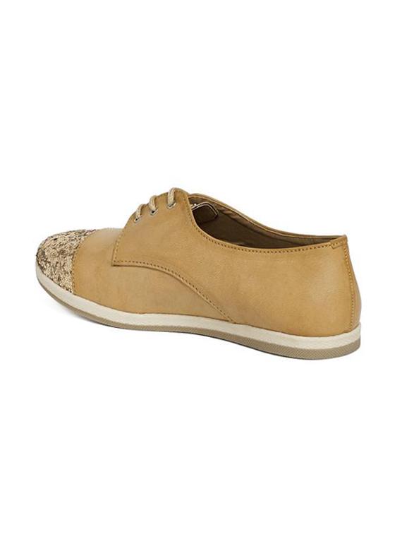beige faux leather laceup casual shoes - 14189771 - Zoom Image - 3