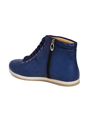 blue faux leather laceup sneakers - 14189774 - Standard Image - 3