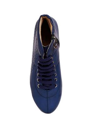 blue faux leather laceup sneakers - 14189774 - Standard Image - 4