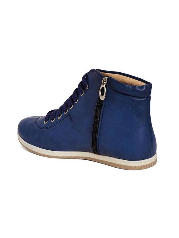 blue faux leather laceup sneakers - 14189774 - Zoom Image - 3