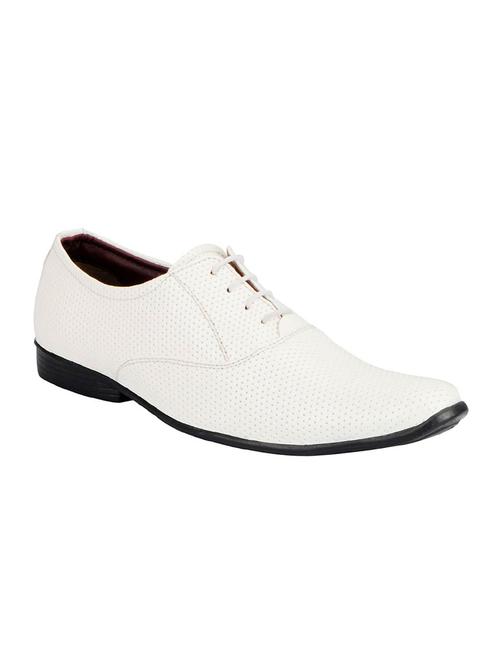 white leatherette lace-up oxford - 14190613 -  Standard Image - 0