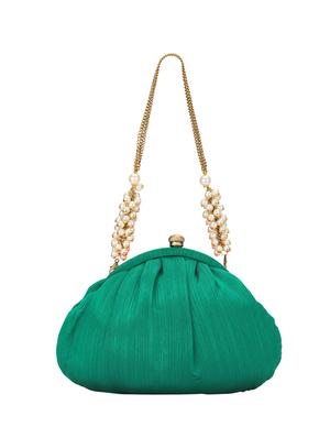 green silk pouch clutch - 14191794 -  Standard Image - 1