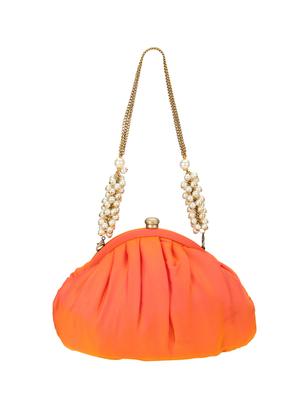 orange  silk pouch clutch - 14191795 -  Standard Image - 1