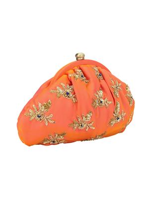 orange silk pouch clutch - 14191795 - Standard Image - 4