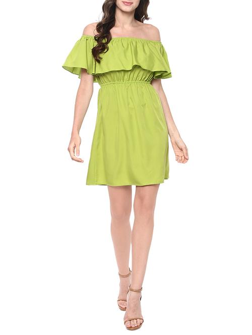 green crepe off shoulder dress - 14192188 - Standard Image - 1