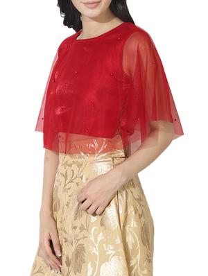 red silk embroidered blouse - 14192203 - Standard Image - 2
