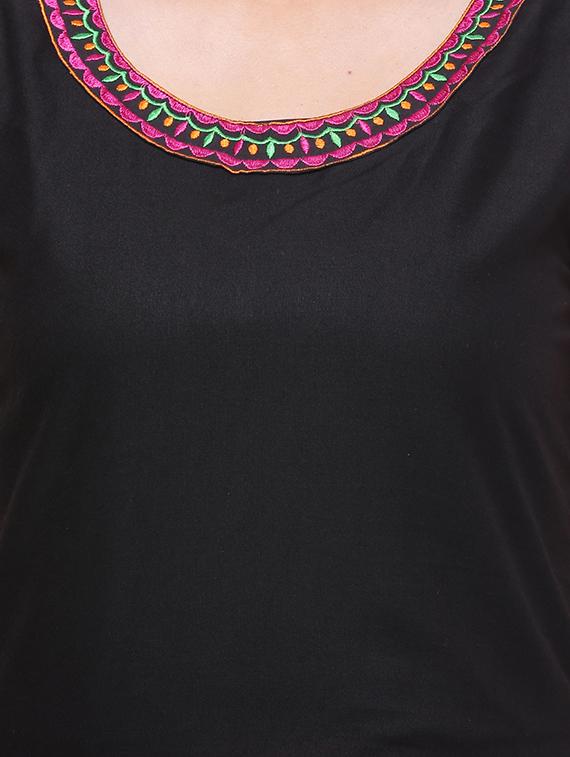 black viscose straight kurta - 14194154 - Zoom Image - 4
