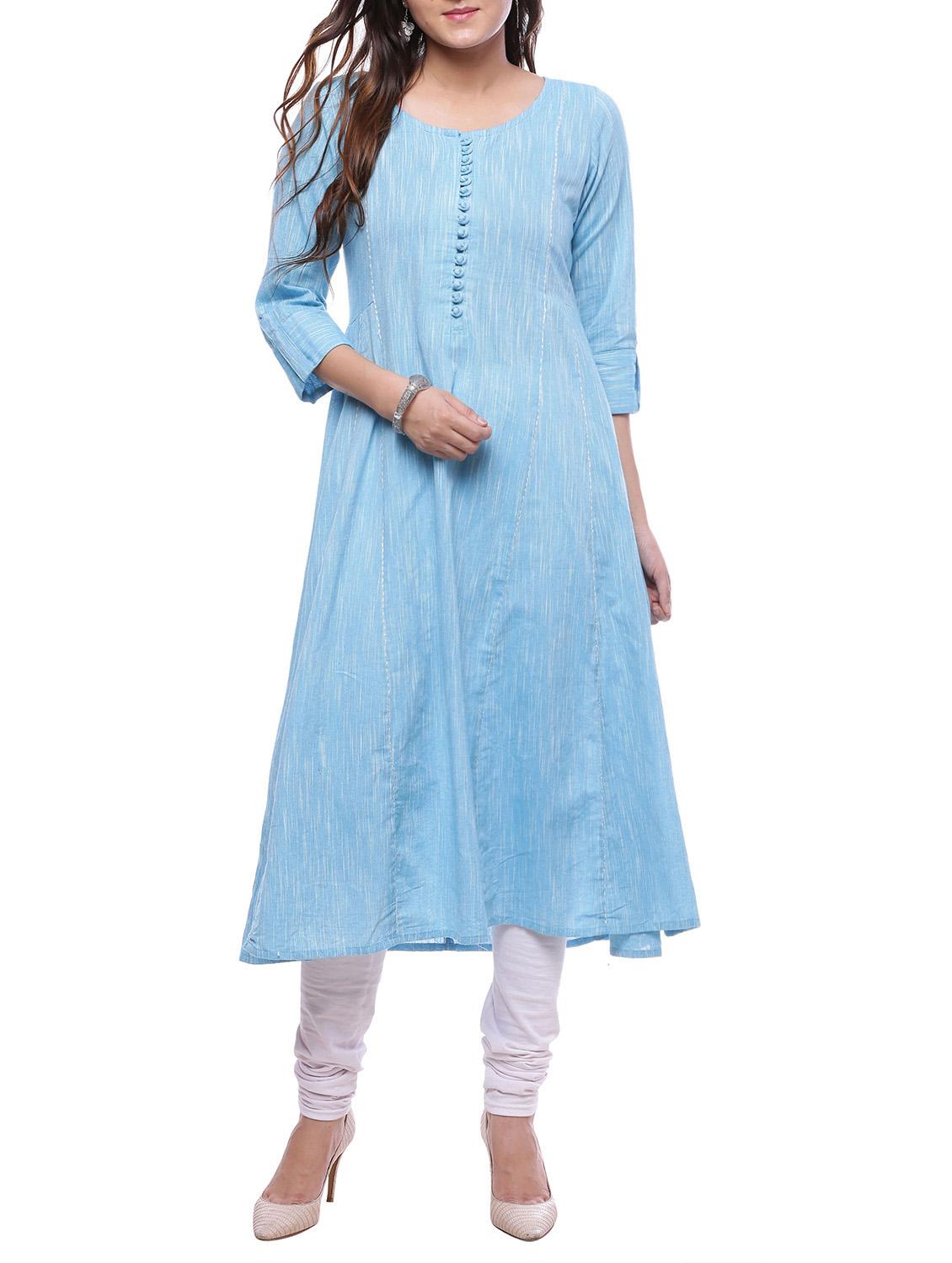 a-line melange kurta - 14194159 - Zoom Image - 1
