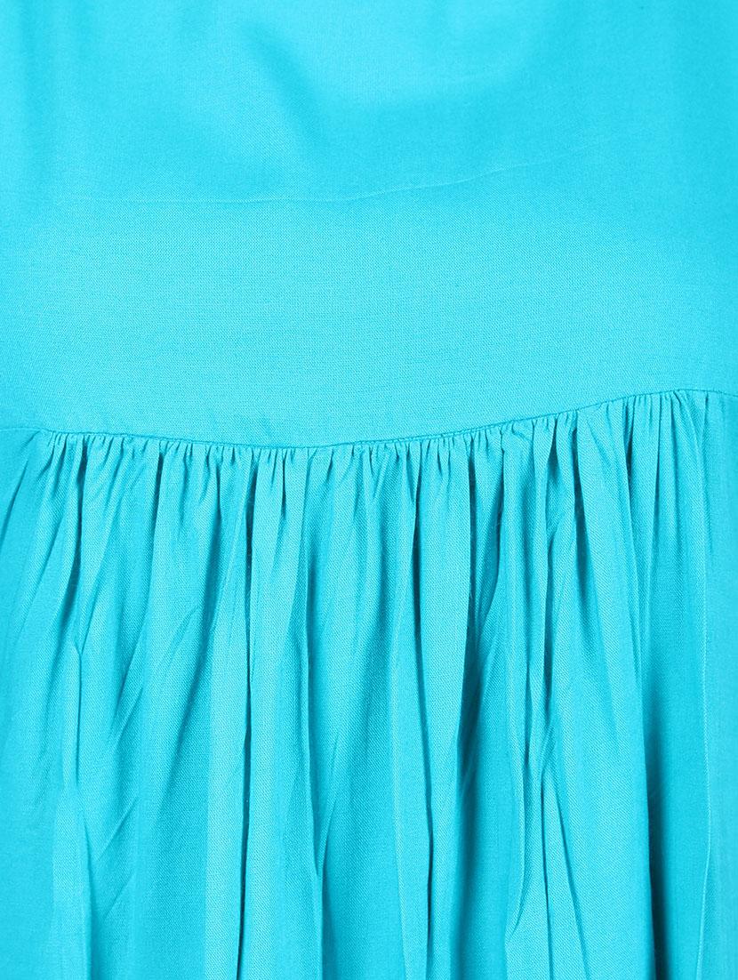 blue rayon flared kurta - 14195001 - Zoom Image - 4