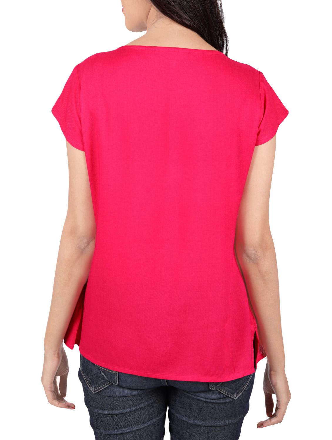 pink cotton straight kurti - 14195002 - Zoom Image - 3