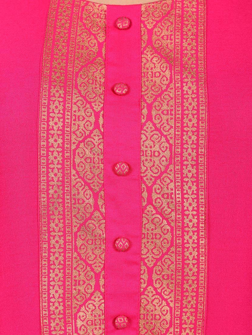 pink viscose straight kurta - 14195018 - Zoom Image - 4