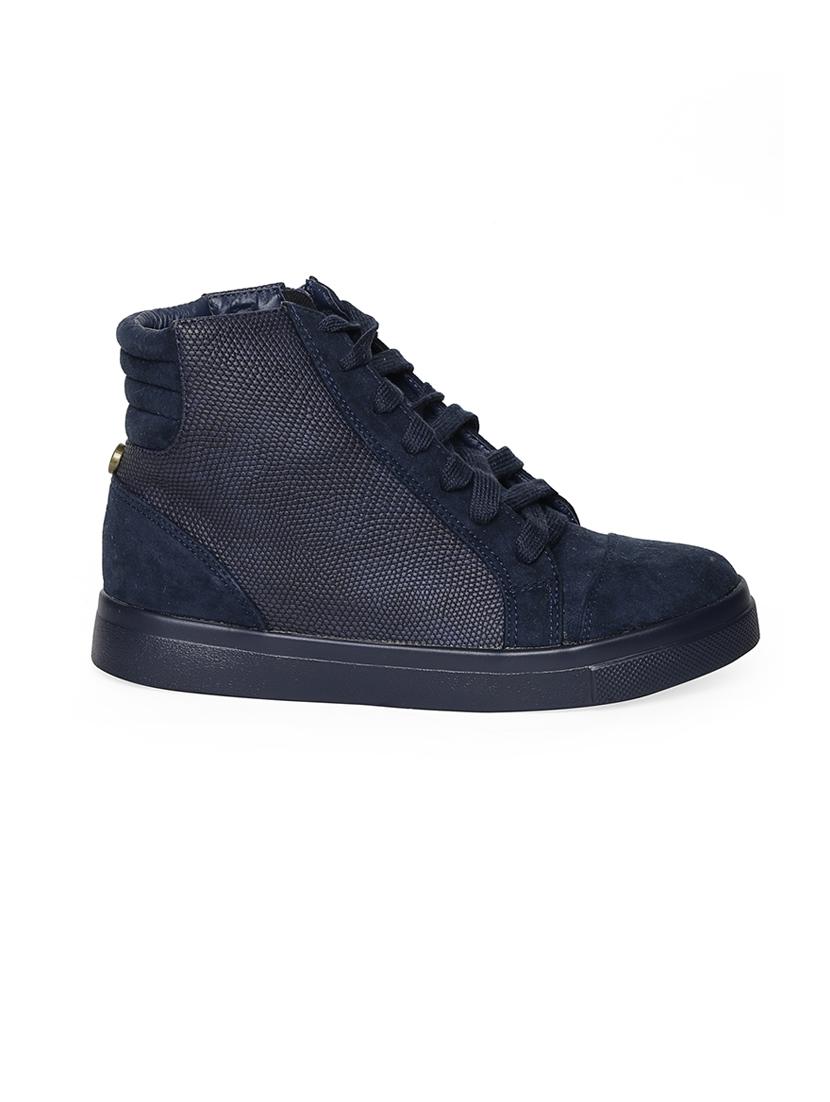 blue faux leather laceup sneakers - 14195614 - Zoom Image - 2