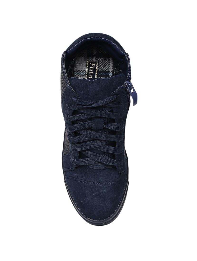 blue faux leather laceup sneakers - 14195614 - Zoom Image - 5