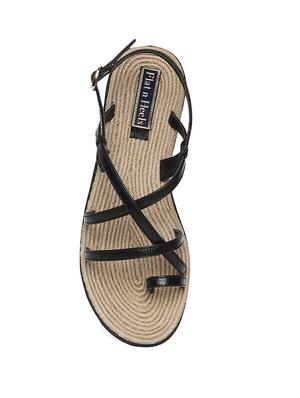black faux leather one toe sandals - 14195649 - Standard Image - 3