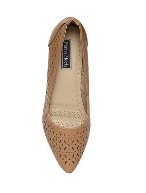 brown faux leather slip on pumps - 14195692 - Standard Image - 3