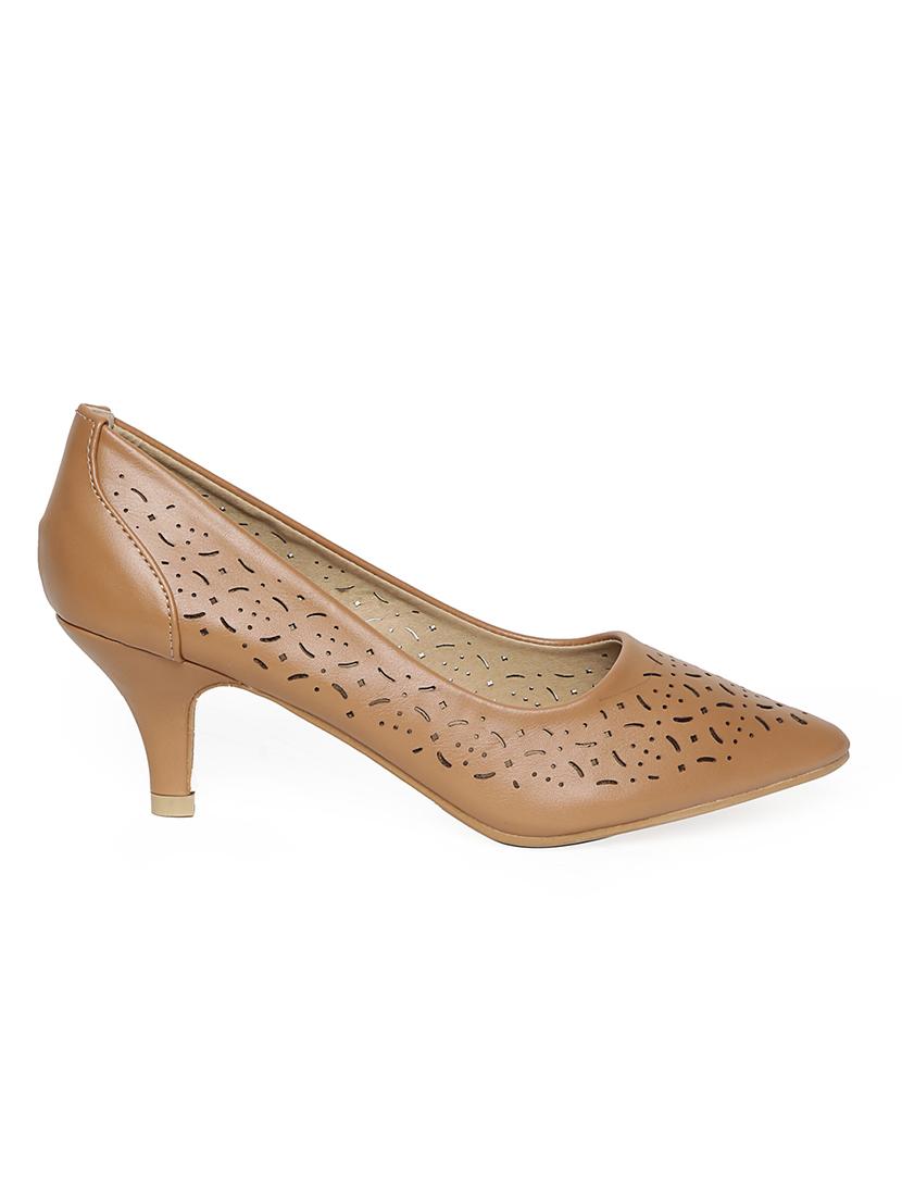 brown faux leather slip on pumps - 14195692 - Zoom Image - 2