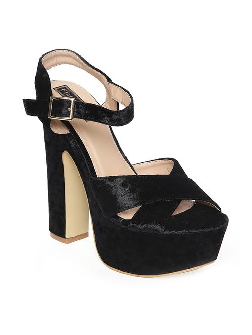 black velvet platforms sandals - 14195903 -  Standard Image - 0