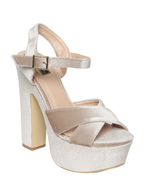 beige velvet platforms sandals - 14195905 -  Standard Image - 0