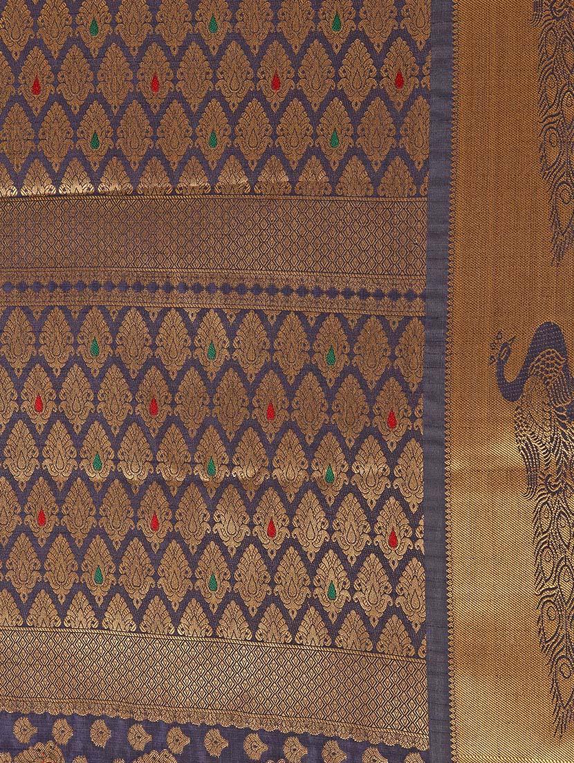 red tussar silk kanjivaram saree with blouse - 14198608 - Zoom Image - 4
