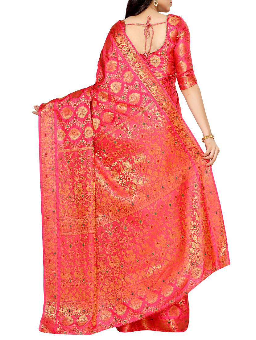 pink art silk kanjivaram saree with blouse - 14198611 - Zoom Image - 2