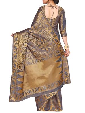 grey art silk kanjivaram saree with blouse - 14198620 - Standard Image - 2