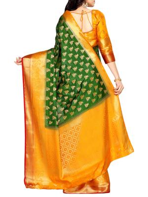 green art silk kanjivaram saree with blouse - 14198659 - Standard Image - 2