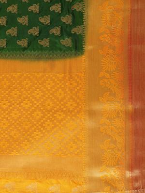 green art silk kanjivaram saree with blouse - 14198659 - Standard Image - 4