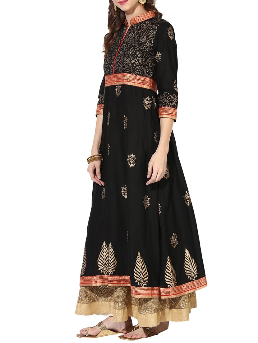 block print flared kurta - 14204419 - Zoom Image - 2