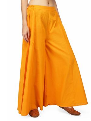 yellow cotton palazzos - 14205808 - Standard Image - 2