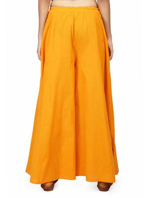 yellow cotton palazzos - 14205808 - Standard Image - 3