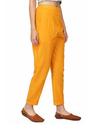 yellow cotton cigarette pants trousers - 14205810 - Standard Image - 2