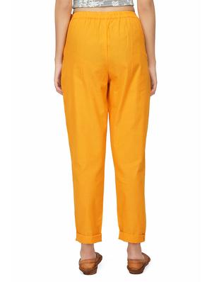 yellow cotton cigarette pants trousers - 14205810 - Standard Image - 3