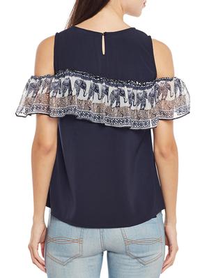 ruffled cold shoulder top - 14206330 - Standard Image - 3