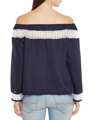 lace insert off shoulder top - 14206333 - Standard Image - 3