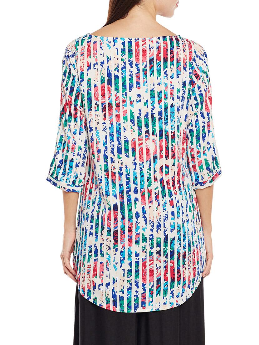 blue crepe printed straight kurti - 14206338 - Zoom Image - 3