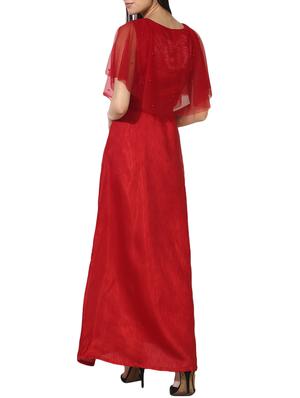 pearl embellished mesh cape maxi dress - 14206439 - Standard Image - 3