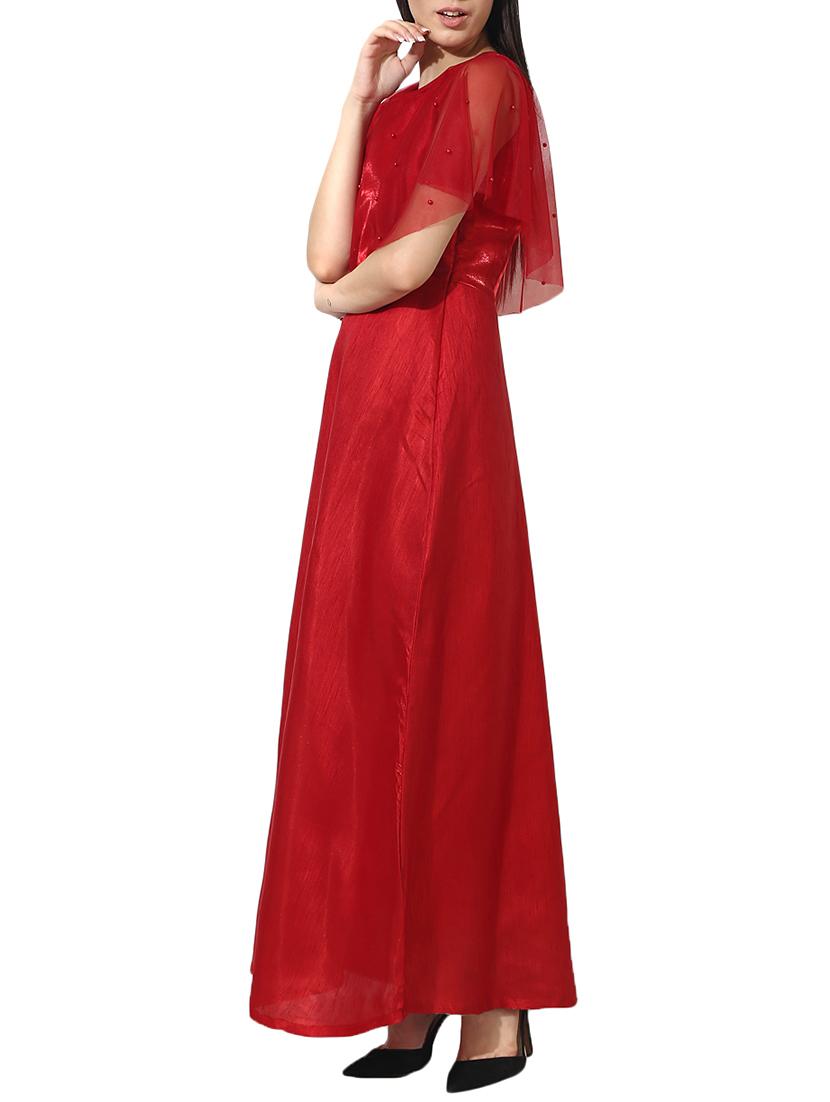 pearl embellished mesh cape maxi dress - 14206439 - Zoom Image - 2