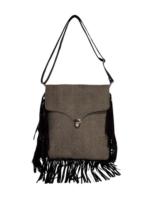 grey cotton sling bag - 14208839 - Standard Image - 1