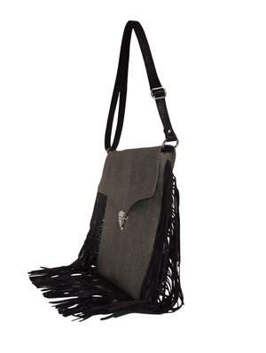 grey cotton sling bag - 14208839 - Standard Image - 4
