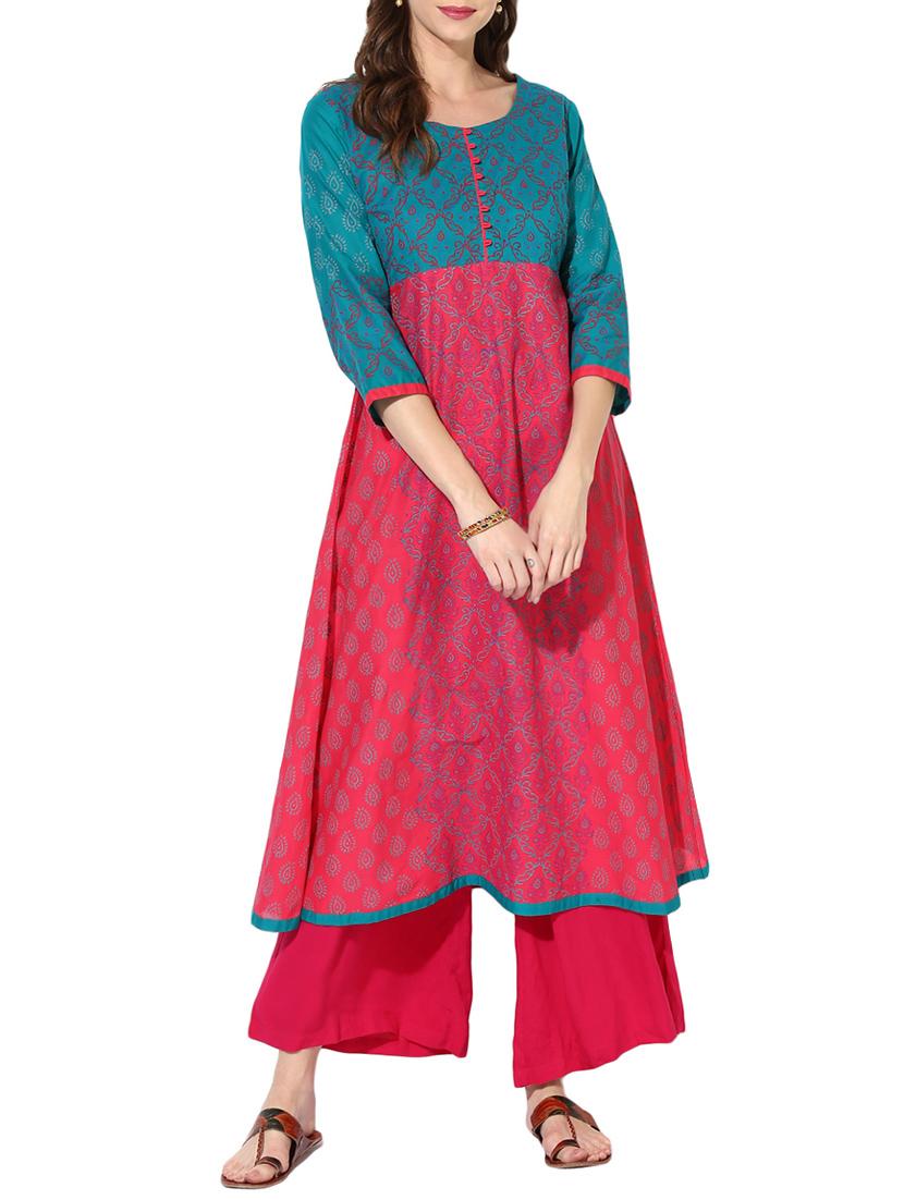 printed flared kurta - 14209645 - Zoom Image - 1