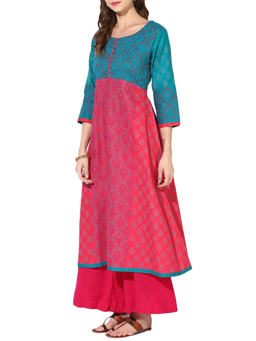 printed flared kurta - 14209645 - Zoom Image - 2