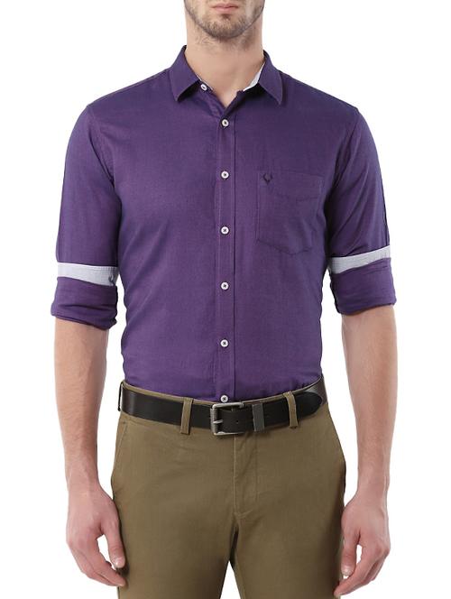 purple solid casual shirt - 14210424 - Standard Image - 1
