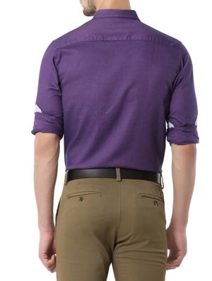 purple solid casual shirt - 14210424 - Standard Image - 2