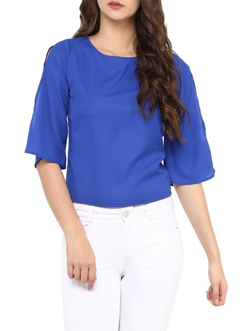 solid blue regular top - 14212485 - Standard Image - 1