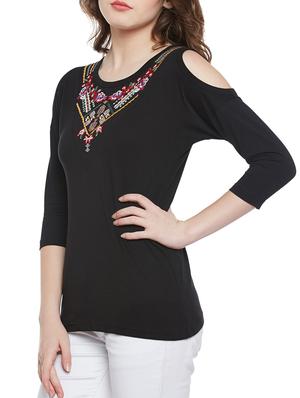 cold shoulder embroidered top - 14212650 - Standard Image - 2