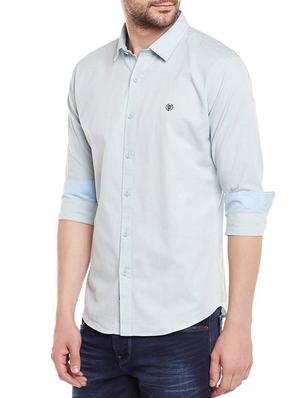 light blue cotton blend casual shirt - 14215329 - Standard Image - 2